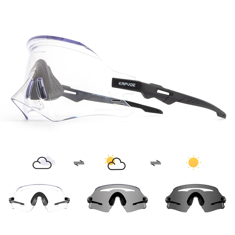 kapvoe Photochromic New Cycling Glasses Mountain Bike Outdoor Sports Bicycle Windproof Sunglasses