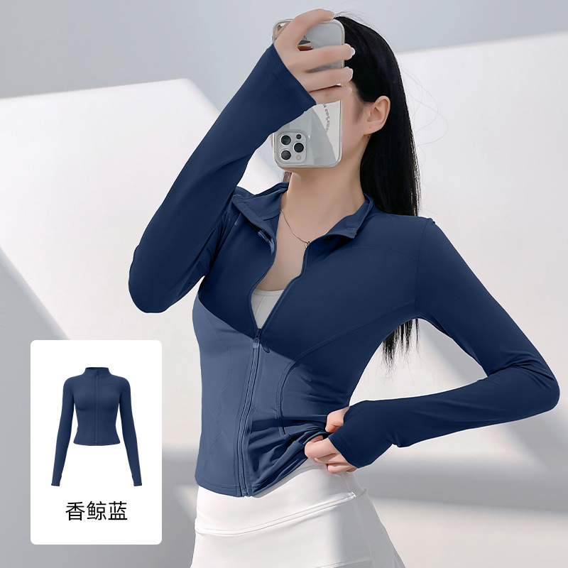 Picture of Juyitang Slim-Fitting Yoga Wear for Outerwear, Slim-Fitting Yoga Wear with Stand Collar, Fitness Running Yoga Sports Jacket for Women