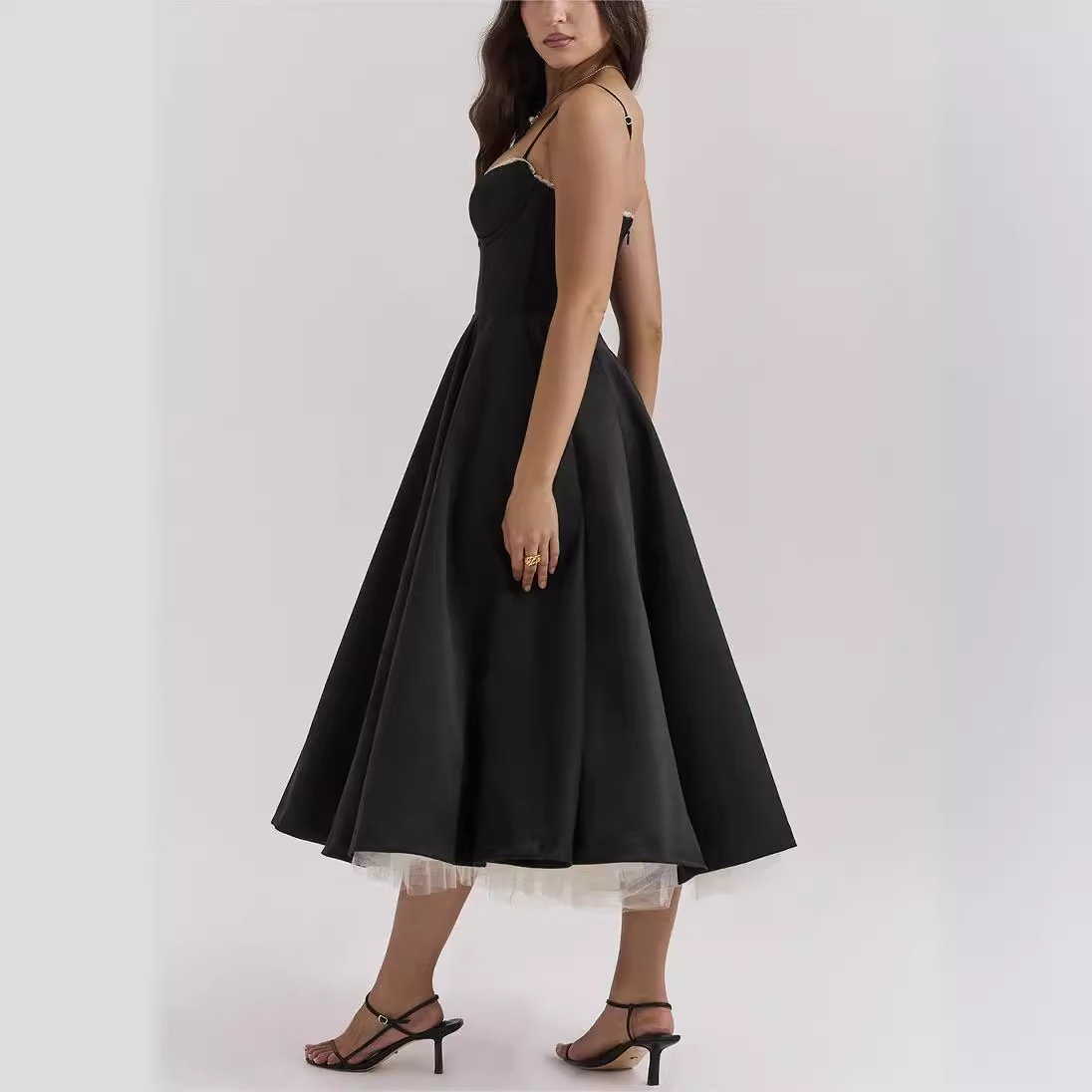 Picture of European and American sexy women's cross-border Amazon new strap V-neck sleeveless dress pettiskirt long skirt
