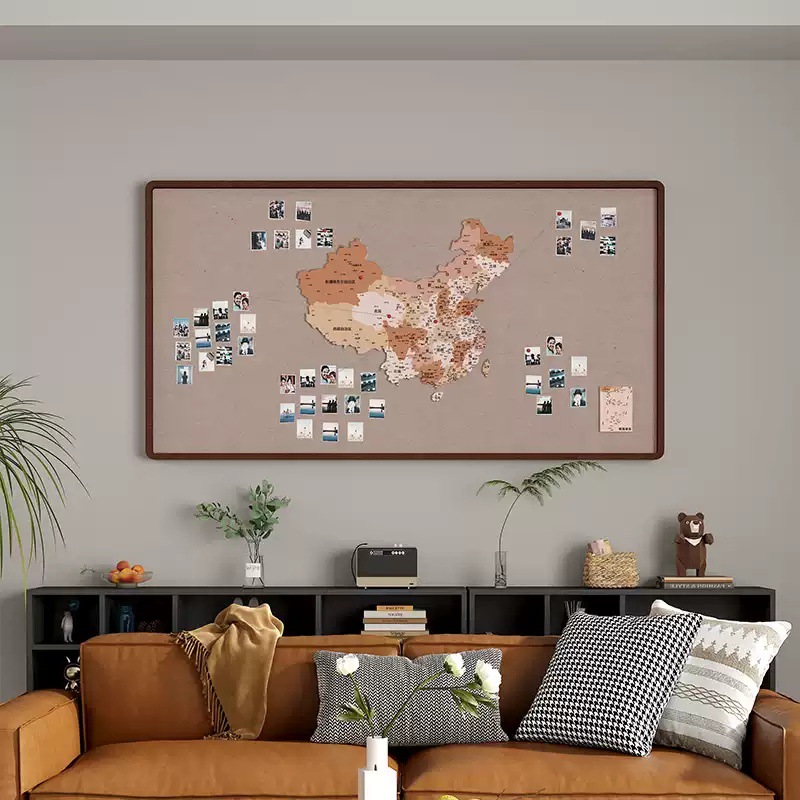 Felt Board China Map Travel Footprint Check-In Mark Wall Board Living Room Office Hanging Painting Wall Decoration Ins