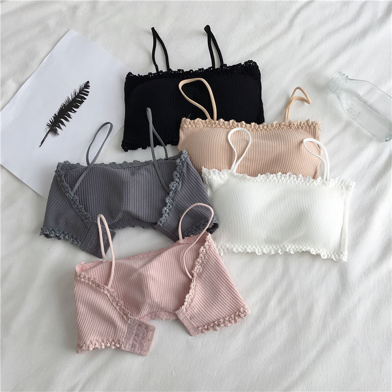 Picture of Cross-border One-line Wai Pure Cotton Sling Strapless Beautiful Back Girl's Non-steel Rings with Chest Pad with Row Buckle Underwear Student