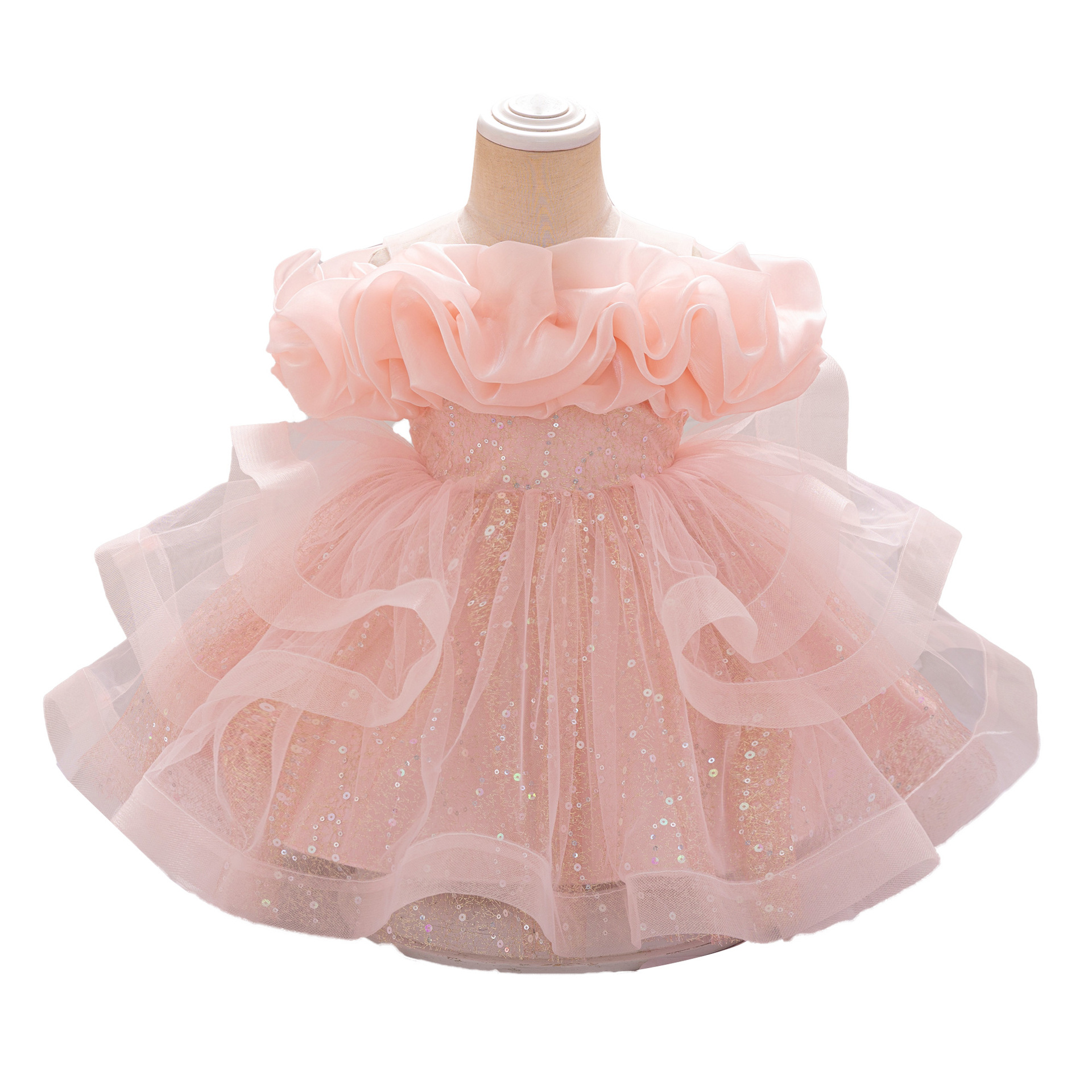 Picture of Princess Dress Girl Fluffy Gauze Flower Girl Wedding Dress Little Girl Catwalk Kidsren's Evening Dress Host Piano Performance Suit