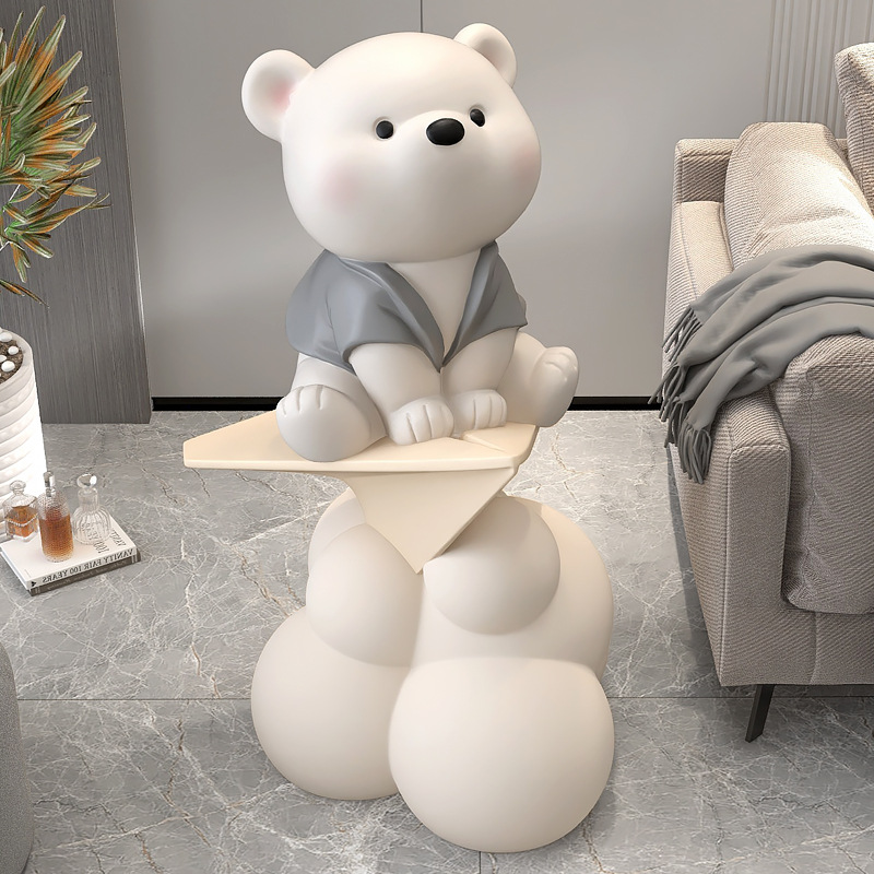 Picture of Creative Bear Moving Gift Large Floor-Standing Ornaments Living Room Tv Cabinet Next to the Sofa Accessible Luxury Home Decorations