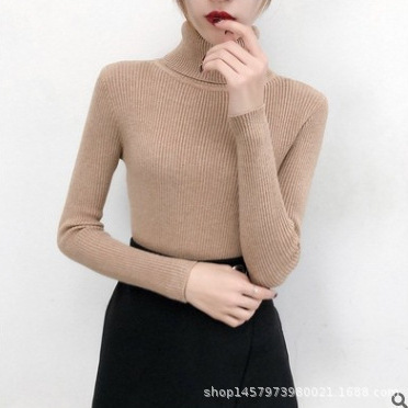 Picture of Autumn Clothing K-Style 2023 New Versatile Pure Color Slim Fit Pullover High Collar Warm Long-Sleeved Knitted Sweater for Women