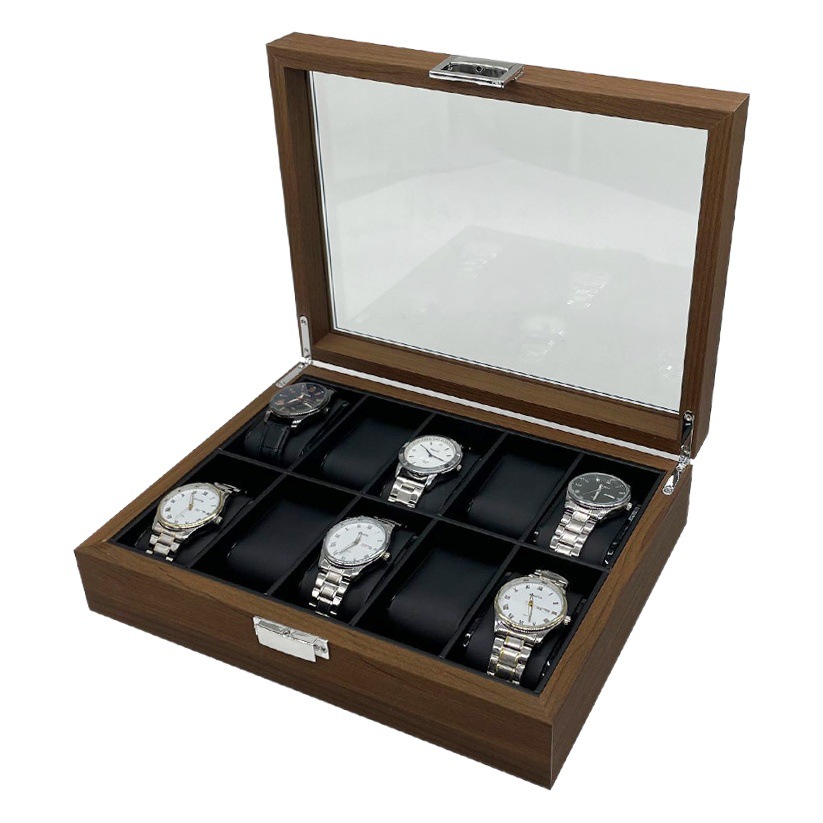 [Super Edition] Ready-Made Black Walnut Wood 10-Bit Watch Storage Box 10-Pack Watch Collection Display Box