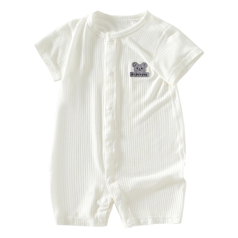 Baby Clothes Summer Thin Modal Boneless Single-breasted Short-sleeved Men's and Women's Baby Climbing Clothes Infant Jumpsuit