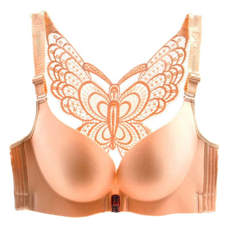Cross-Border Front Buckle, No Rims, Large Size Bra, Fat mm Bra, Push-Up Adjustable, Beautiful Back, Seamless Thin Sexy Intimates