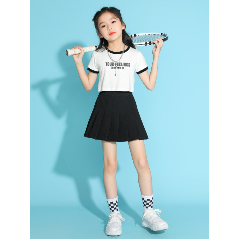 Picture of Girls Tennis Skirt Summer Girls Big Kids Sports Pleated Skirt New Summer Dress Children's JK Skirt Black All-Match