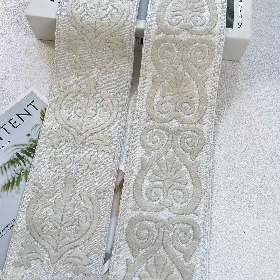 Ethnic lace ribbon chenille retro pattern curtain fabric accessories AH-28674 9 CM wide