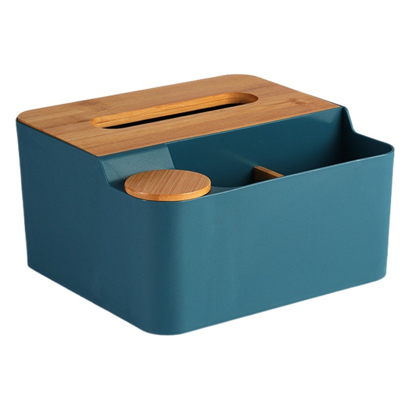 Multifunctional Wooden Desktop Tissue Box for Home Living Room Plastic Remote Control Storage Box Simple Tissue Box Logo