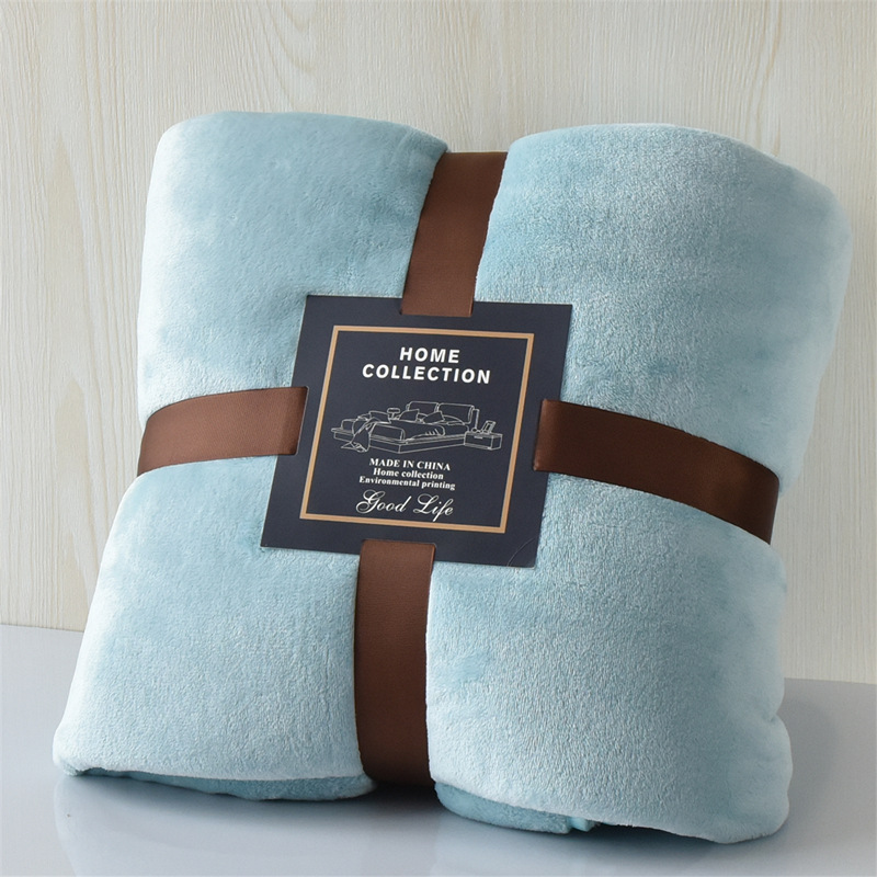 Small Blanket, Coral Fleece Blanket, Four-Season Nap Travel Blanket, Solid Color Flannel Thickened Yoga Gift