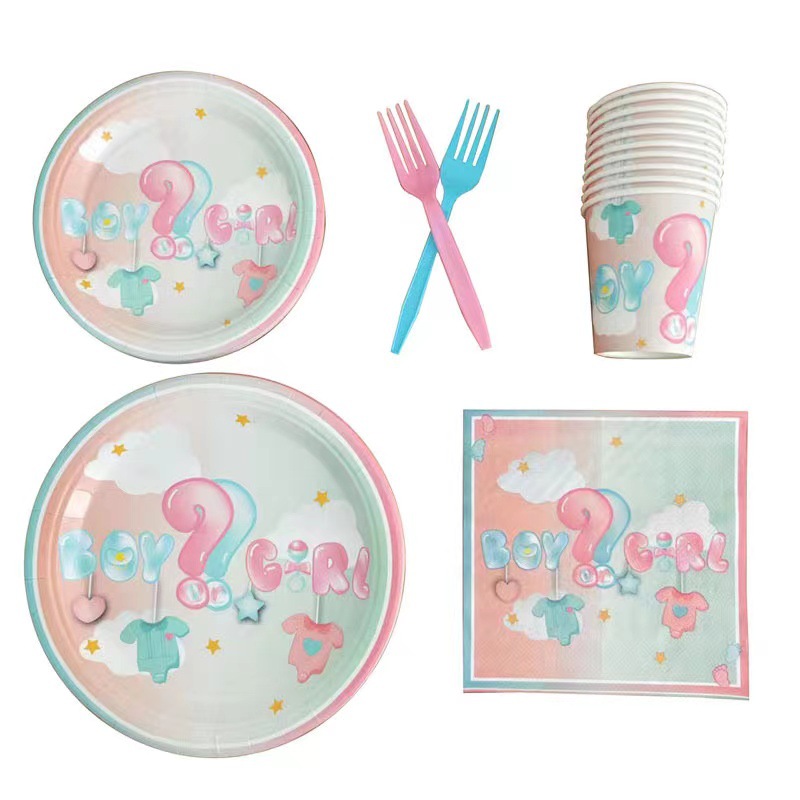 Ready-Made Disposable Paper Plates, Paper Cups, Paper Towels, Party Supplies, Props, Birthday Gender Guessing, Foreign Trade Wholesale