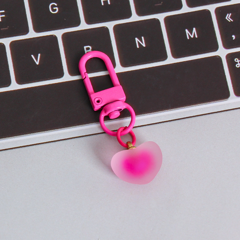 Picture of ins style AB color love beads keychain pendant diamond-shaped cut hanging hole door buckle girl's heart bag bag hanging jewelry