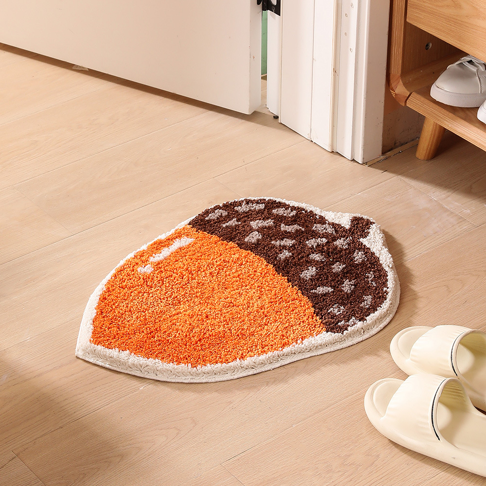 Picture of Flocked Round Bedroom Door Mat, Non-Slip Bathroom Absorbent Floor Mat, Entrance Door Mat, Children's Mat, Non-Slip and Absorbent
