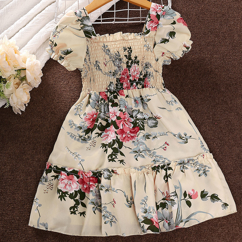 Picture of European and American Girls' Dresses Export Kidsren's Clothing 2025 Summer New Kidsren's Princess Style Printed Short-Sleeved Skirts Wholesale