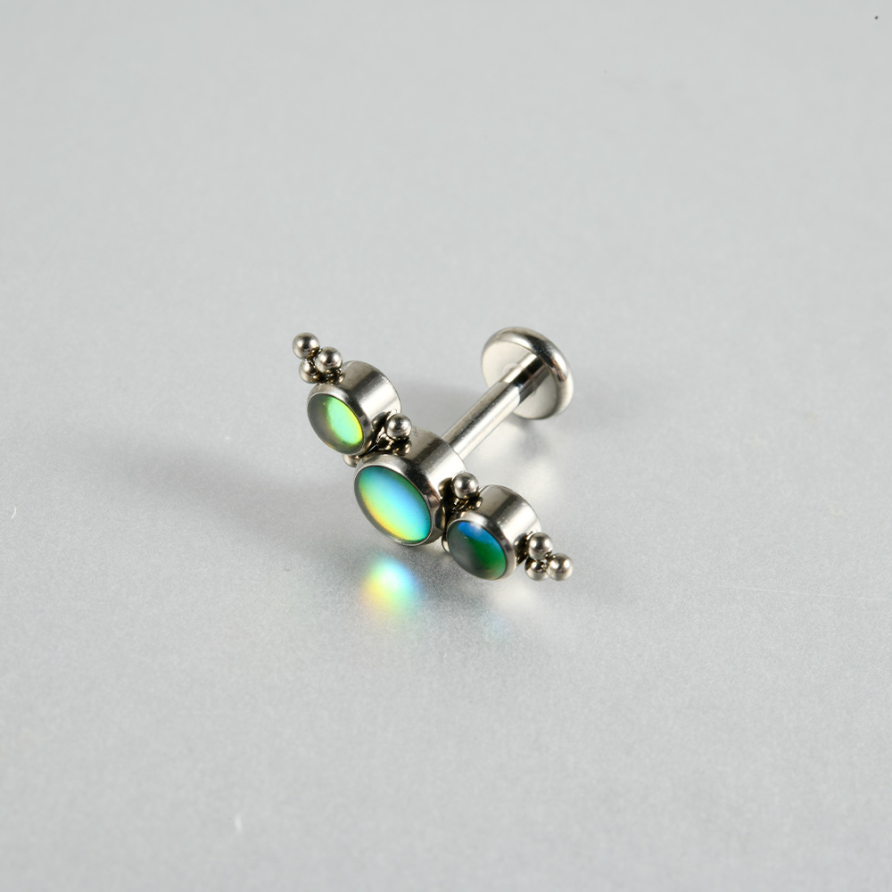 Picture of G23 Titanium Alloy Candy Color Opal Lip Nails Oil Drop Lip Nails Exploding Curved Ear Bone Nails Body Piercing Spot