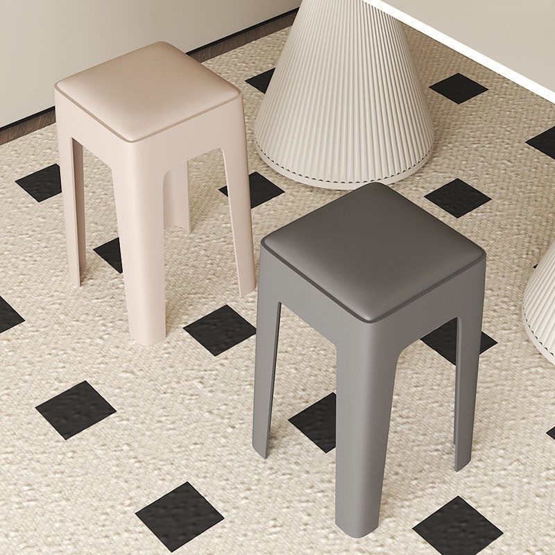 Plastic Stool, Household Stackable, Thickeneded Soft-Packed Square Stool, Convenient Storage, Simple High Bench, Non-Slip Dining Table and Chairs