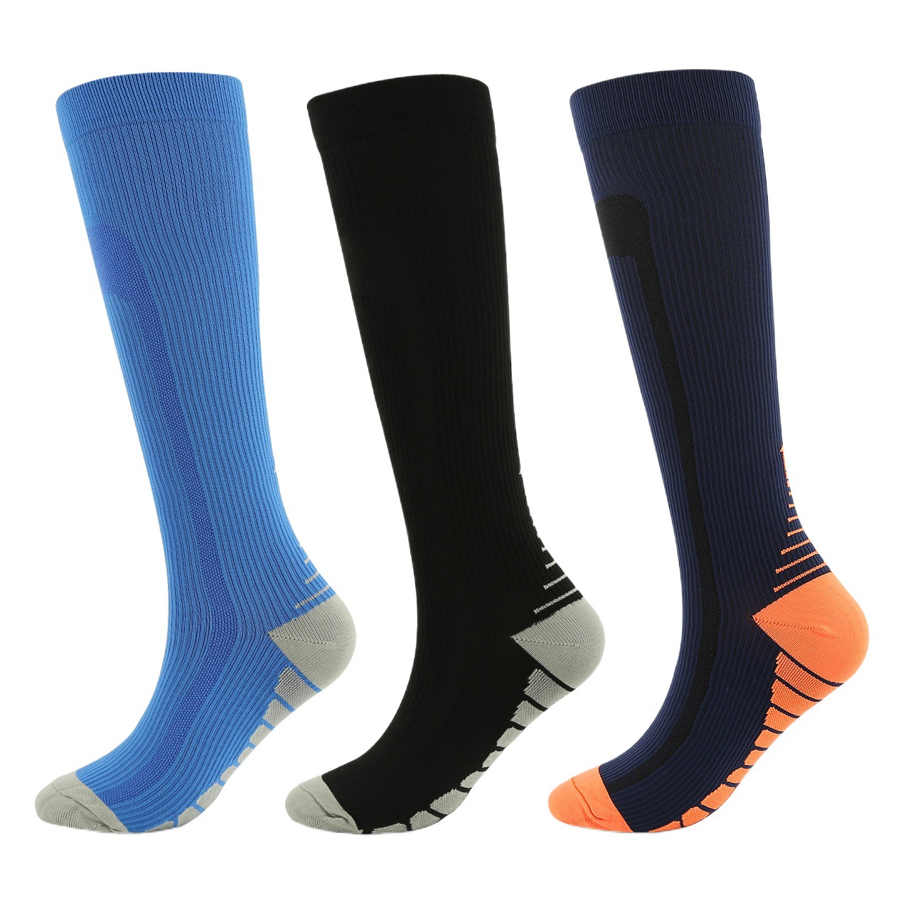 New cross-border outdoor elastic socks pressure sports multi-color gradient men's and women's long tube sweat-absorbent compression socks