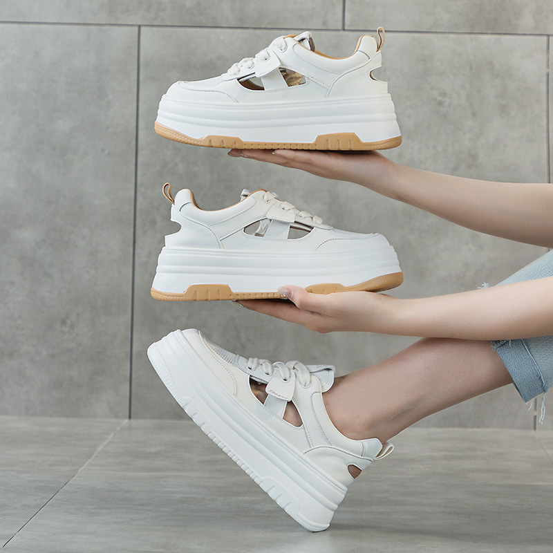 Women's Shoes, High-Bottom Outer Wear, 2025 Spring and Autum New Thick-Soled Inner Heightening Casual White Shoes, Women's Sports Dad Shoes