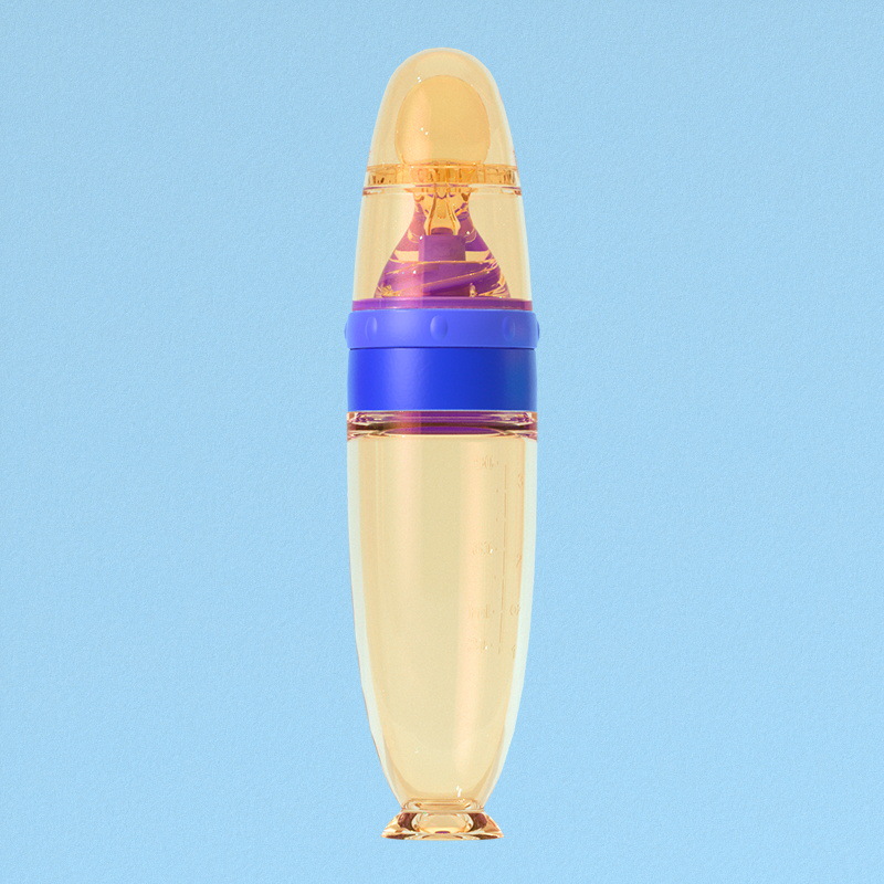 Picture of New products wholesale silicone suction cup rice paste bottle nano silver baby food supplement spoon children's rice paste bottle soft spoon head