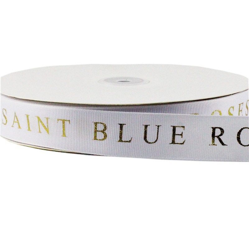 2.5cm Black Thread Belt Bronzing Ribbon Making Logo Printing Letter Ribbon Flower Packaging Ribbon