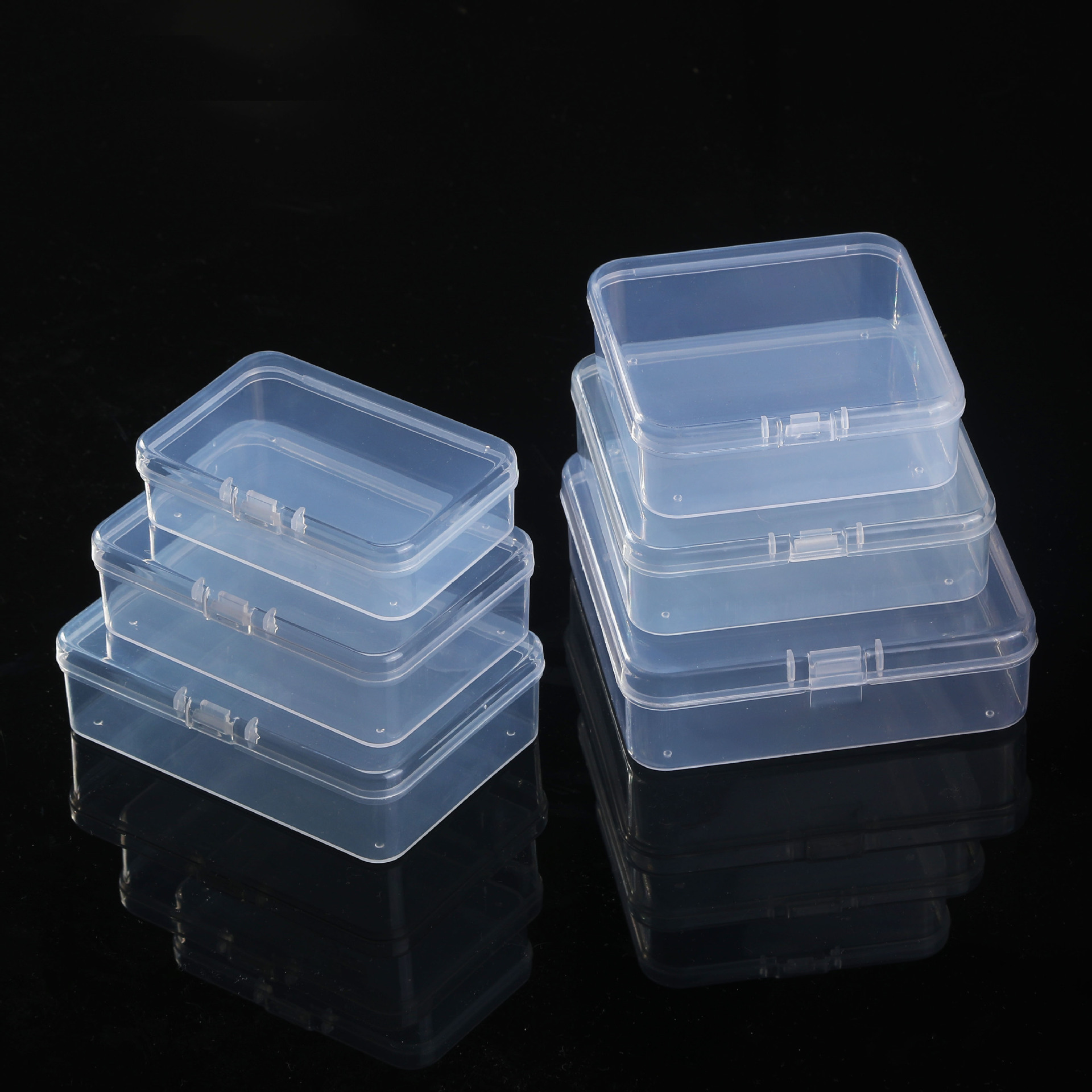 PP transparent plastic box rectangular square flip conjoined product packaging stationery storage box manufacturers wholesale