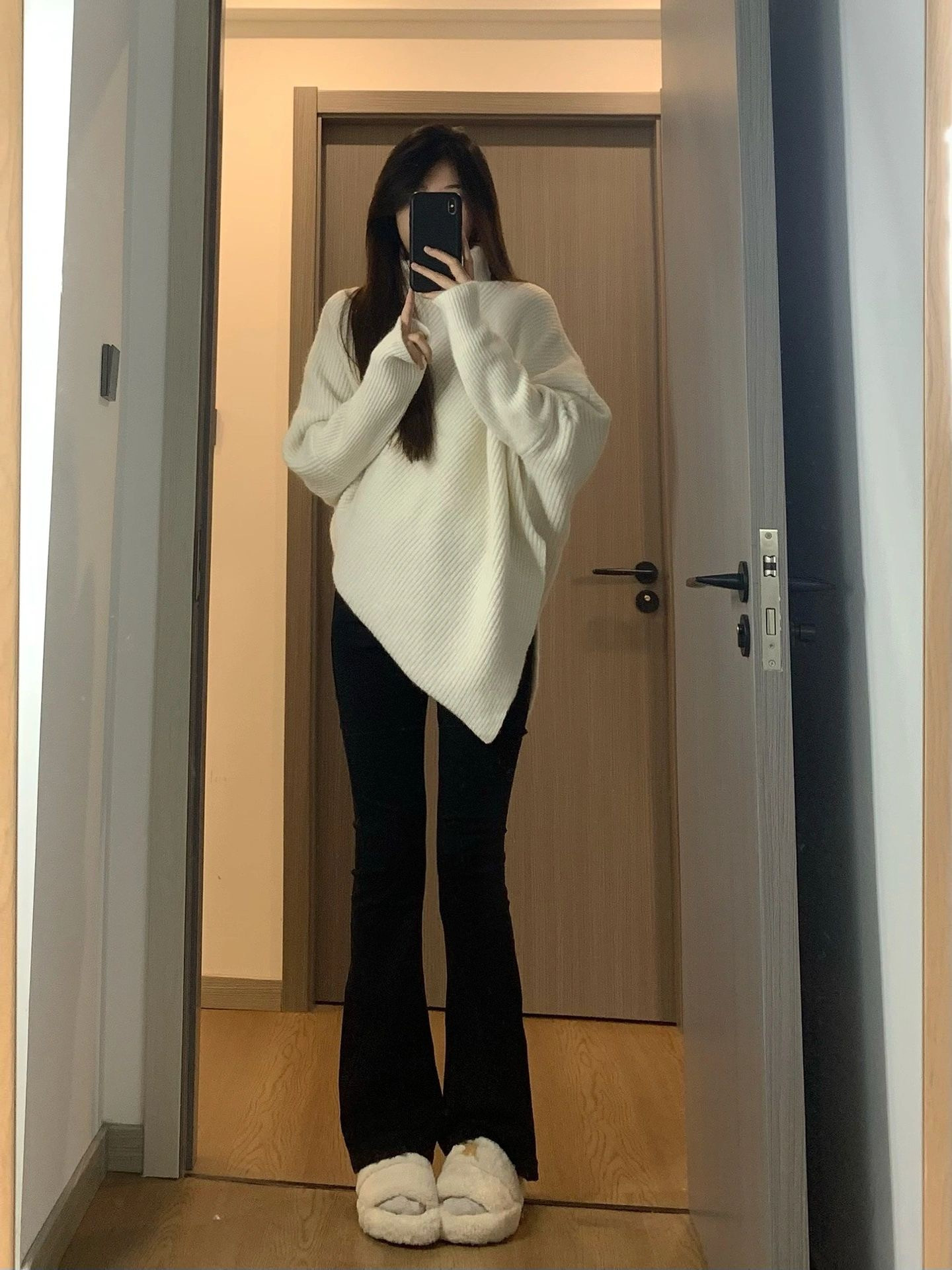Picture of Irregular turtleneck sweater for women 2023 autumn and winter New elegant gentle Korean style New Year red lazy style thickened