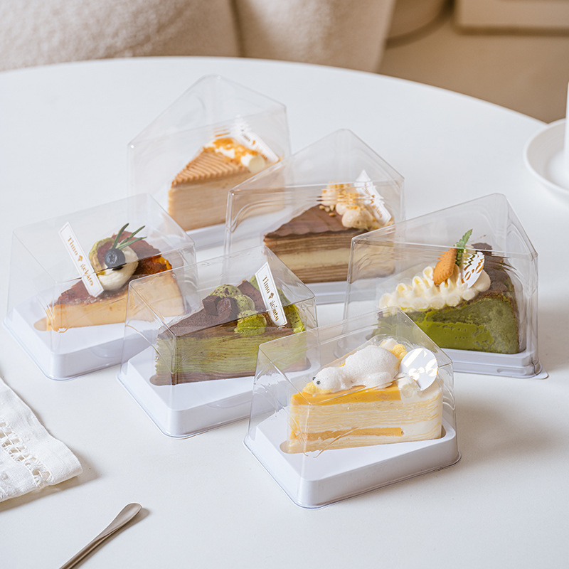 Japanese-style Triangle Mousse Lasagna Box Cut Cake Triangle Cut Pack West Point Transparent Baking Packaging Box