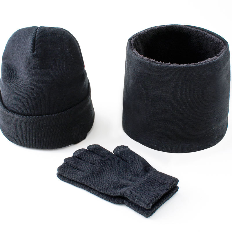 Picture of Cross-border exclusive winter Amazon European and American wool scarf thickened warm knitted hat scarf gloves three-piece set