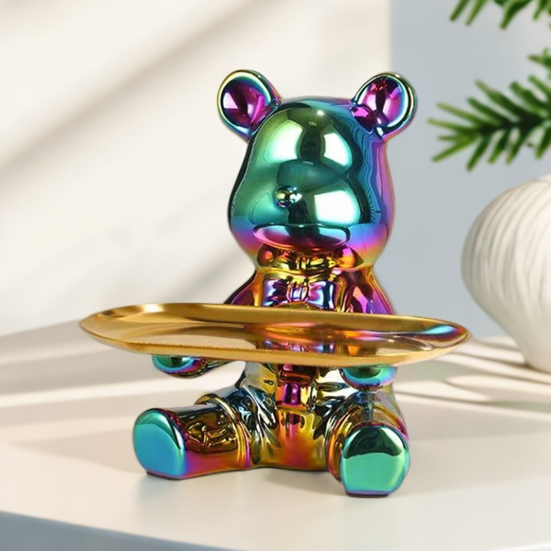 Wholesale Internet Red Creative Key Storage Ornaments Tray Bear Piggy Bank Living Room Entrance Home Side Cabinet Soft Decorations