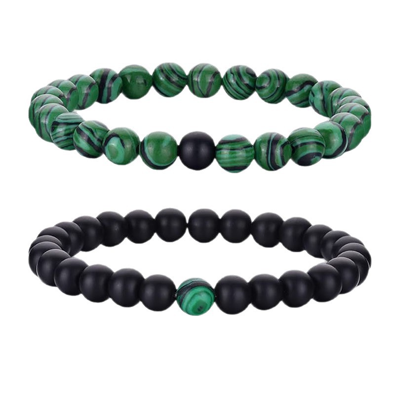 Picture of European and American Cross-Border New 8mm Natural Stone Tiger Eye Peacock Turquoise Elastic Beaded Bracelet for Men and Women Friendship Gifts