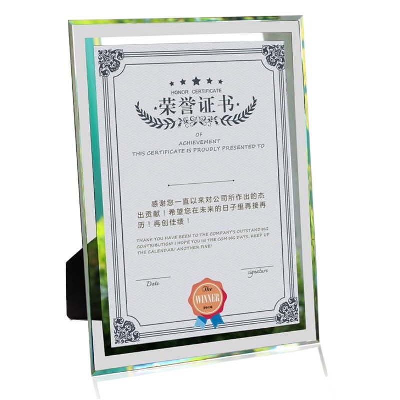 Certificate Display Frame Glass Honor Certificate Frame Crystal Certificate Framing Frame a 4inch Table Photo Frame Wholesale Picture Frame