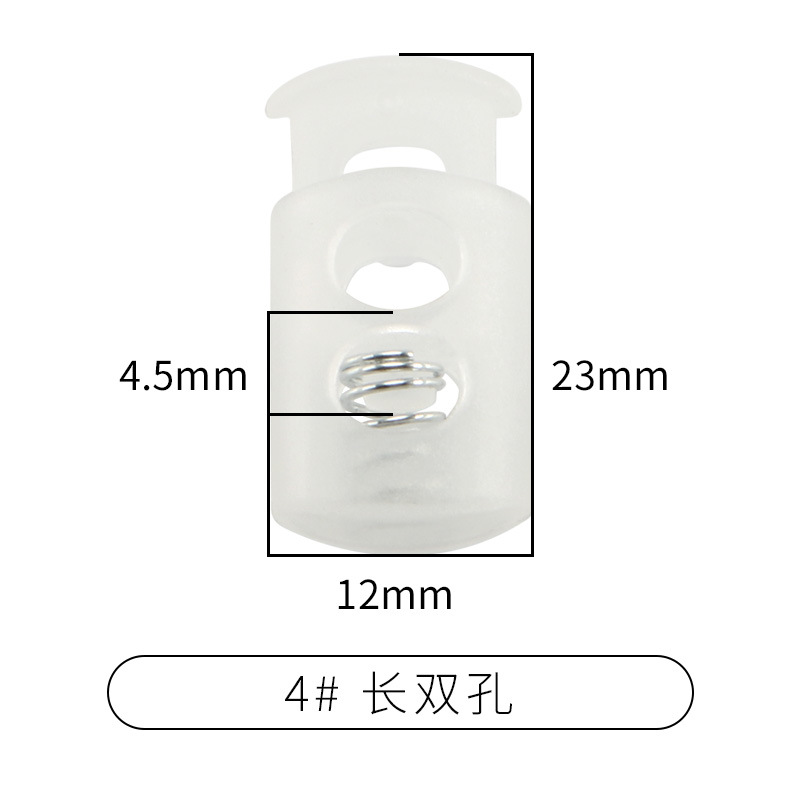 Picture of Manufacturer Plastic Adjustable Elastic Belt Spring Buckle with Rope Pig Nose Buckle Single and Double Holes Round Black Transparent Drawstring Buckle