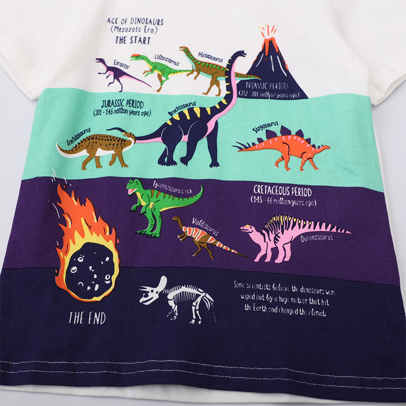 Picture of Summer children's t-shirt 2025 new fashion dinosaur pattern summer round neck short sleeve trendy top children's clothing wholesale