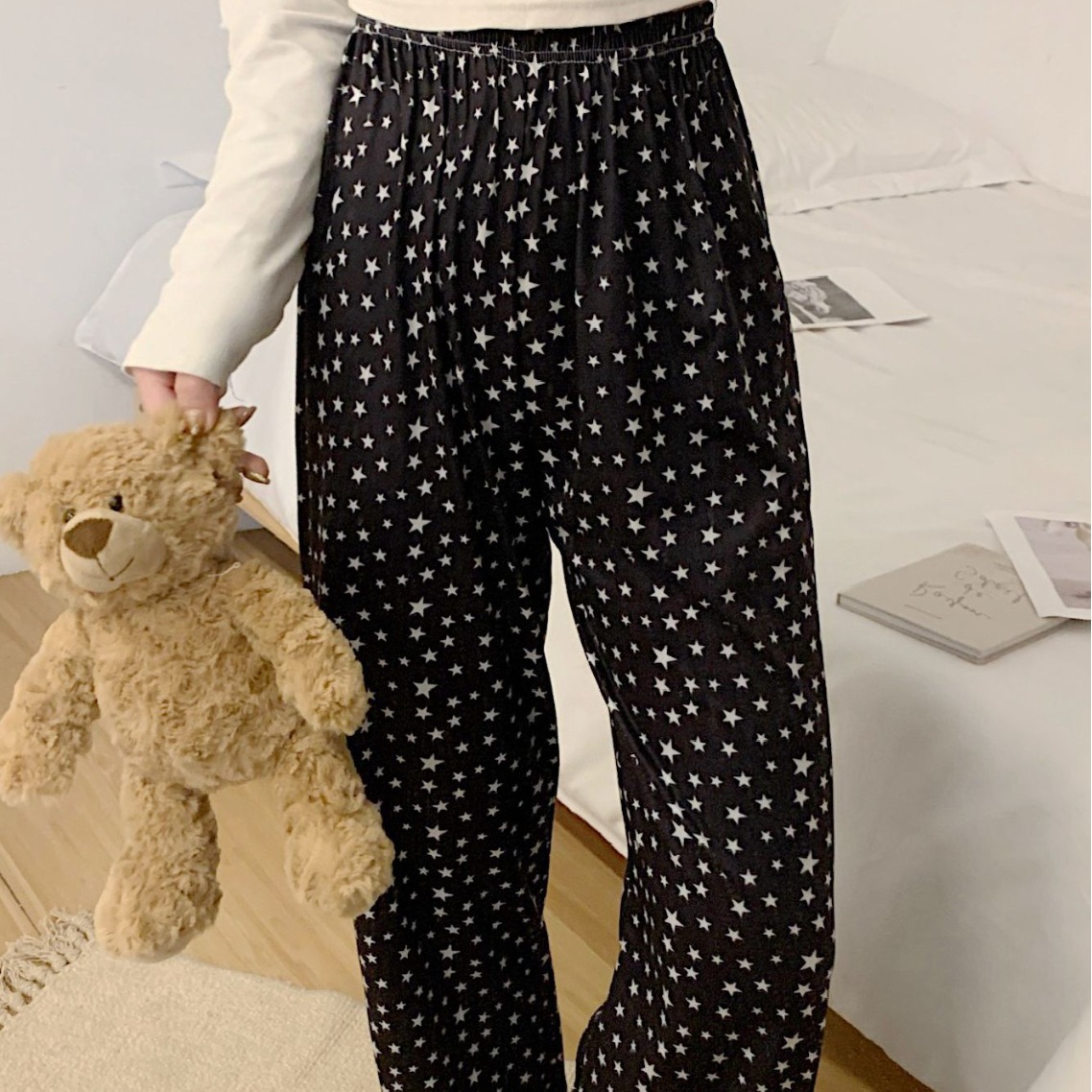 Picture of Home Pants Pajamas Women's Thin Spring and Autumn Loosen Pants Trousers Can Wear Casual Comfortable Japanese Star Walking Pants Women