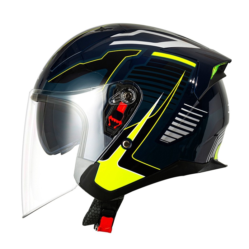 Motorcycle Helmet Half Helmet Men's and Women's Double Lens Half Helmet Covered Motorcycle Summer 3/4