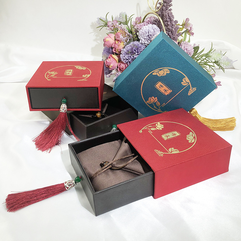 Red Heritage Tassel Drawer Jewelry Box Ancient Gold Bracelet Box Jewelry Box Bracelet Toy Jewelry Packaging Box