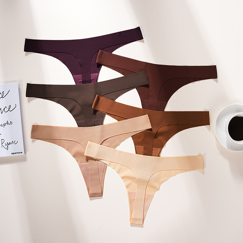 Ice Silk Seamless One-piece Cross-border Special T-pants Girls Cotton Crotch Panties Sexy Large Size Women's T-shaped Panties