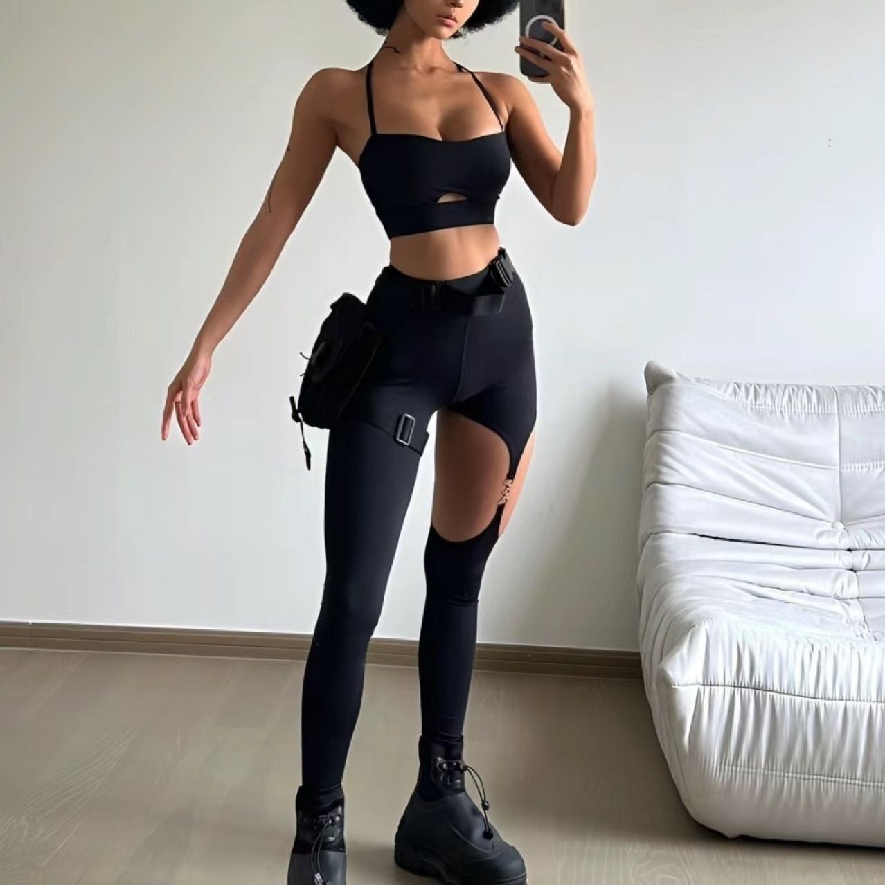 Hollow-out Sexy Trousers Sportswear New Quick-drying Running Yoga Suit High Waist Pilates Hip-lifting Fitness Suit All-match
