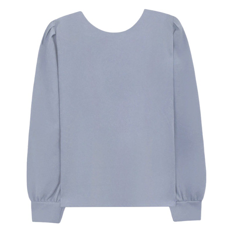 Shirt Women's New Spring 2021 Simple Round Neck Age-reducing Western Style Solid Color All-match Slim-fit Long-sleeved Top