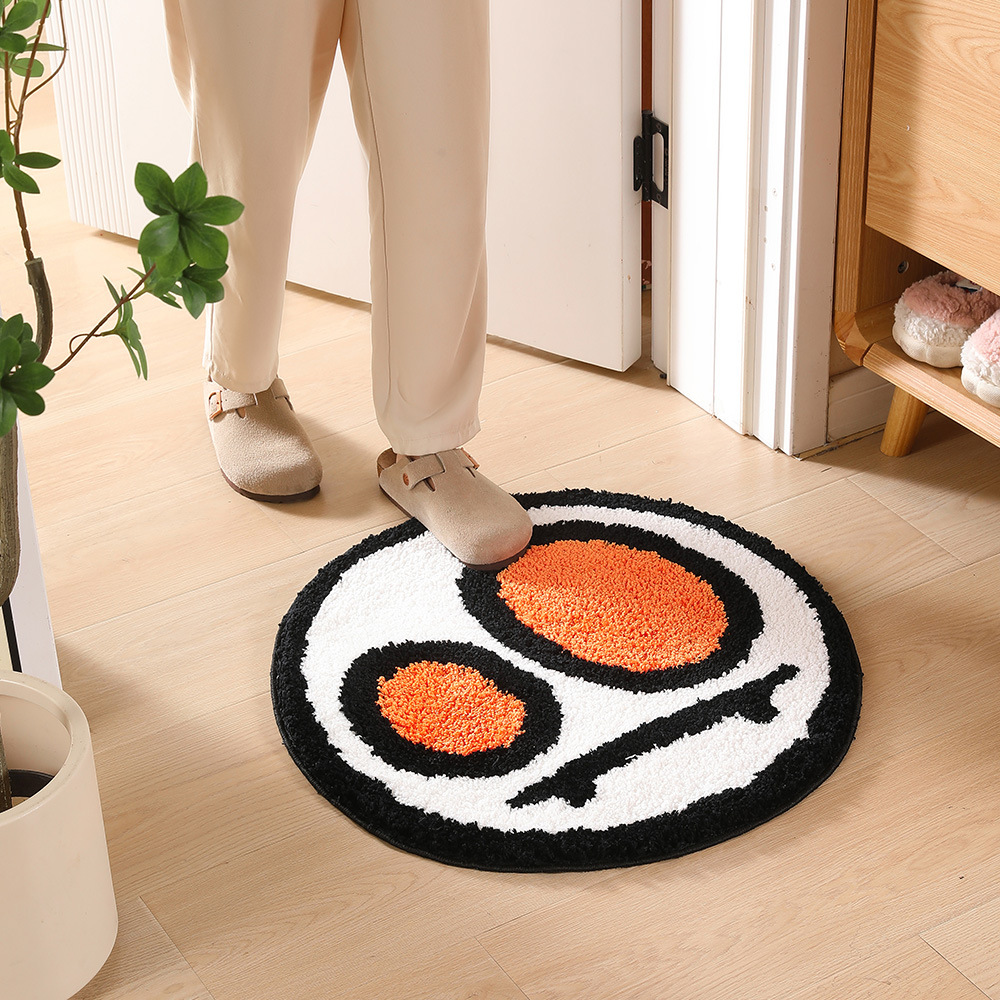Picture of Flocked Round Bedroom Door Mat, Non-Slip Bathroom Absorbent Floor Mat, Entrance Door Mat, Children's Mat, Non-Slip and Absorbent