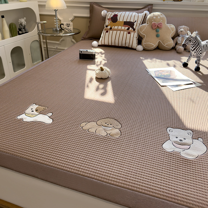 Picture of Category a Maternal and Infant Grade Waffle Ice Bean Mat Three-Piece Set Classy Ice Silk Mat Fitted Sheet Summer Air-Conditioned Soft Mat