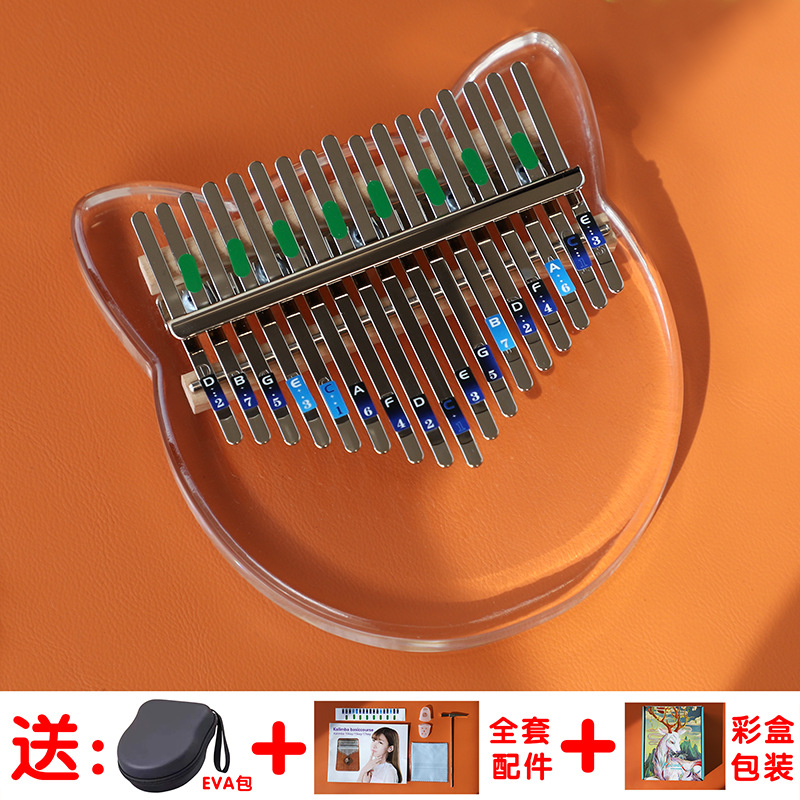Picture of Crystal Transparent Thumb Piano Kalinba 21 Tone Kalinba Piano Beginner 17 Tone Kabinba Finger Piano