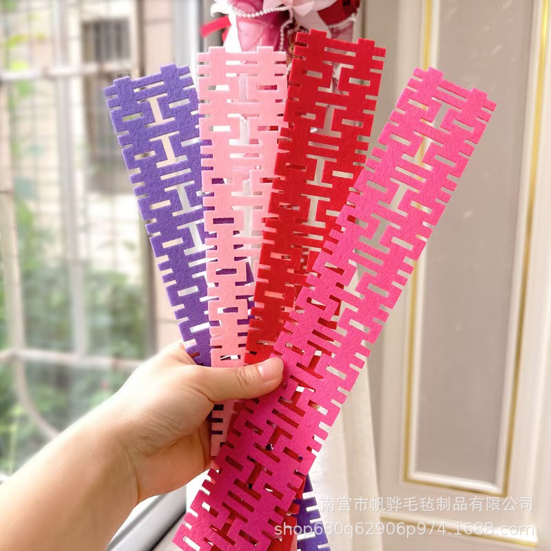 Long Strip Felt with Wedding Words, Special Wedding Room Decoration with Purple Wedding Words, Wedding Stickers, Background Wall with Wedding Words