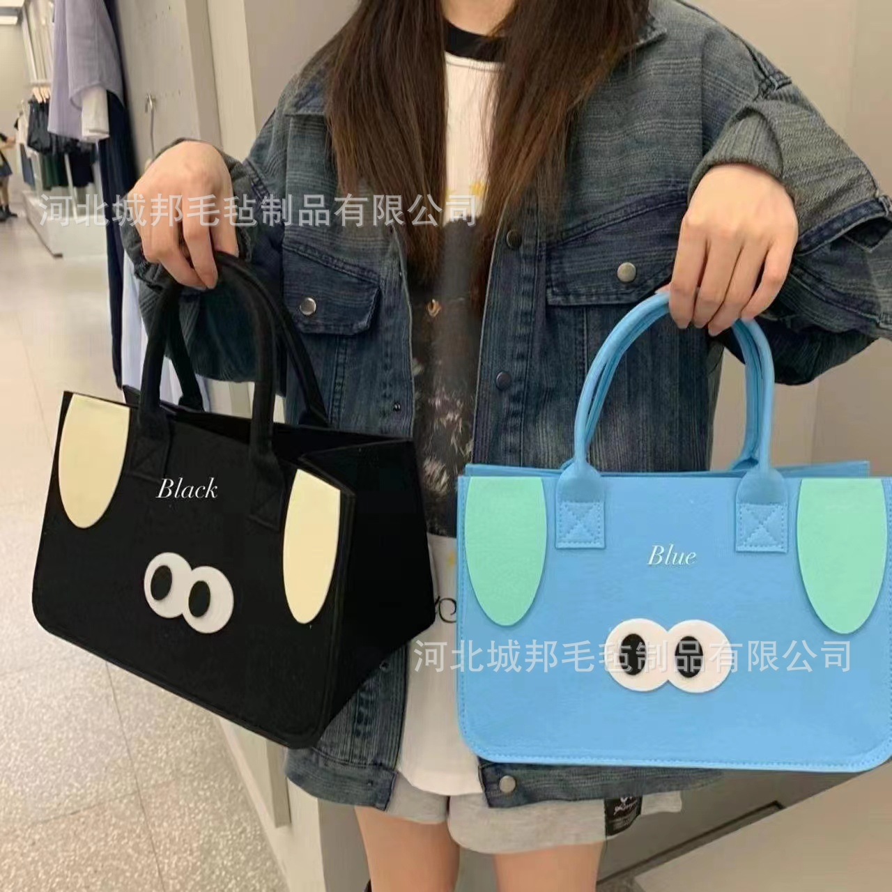 Felt Cartoon Lunch Box Lunch Bag Handbag Large Capacity Commuter Outing Bag Gift Bag Advertising Bag Hand Bag