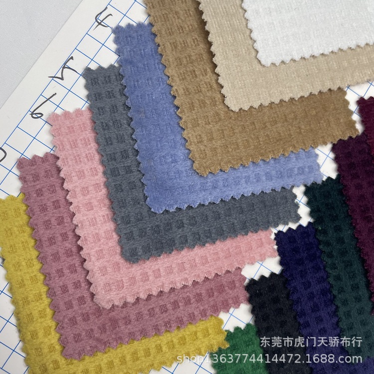 Spot supply woven polyester Plaid jacquard cloth 220g polyester waffle plaid cloth clothing shoes and hats