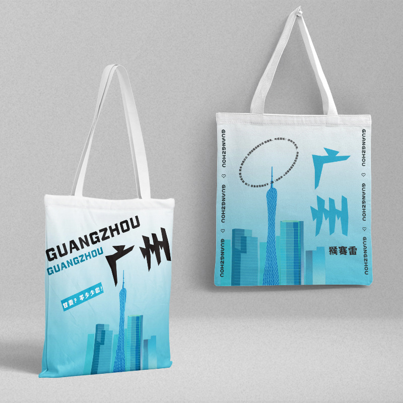 Guangzhou city canvas bag wholesale 38cm long and 36cm wide landscape architecture handbag small fresh canvas bag