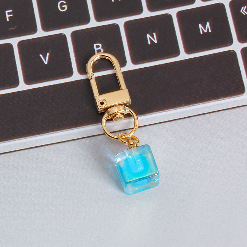 Picture of ins style AB color love beads keychain pendant diamond-shaped cut hanging hole door buckle girl's heart bag bag hanging jewelry