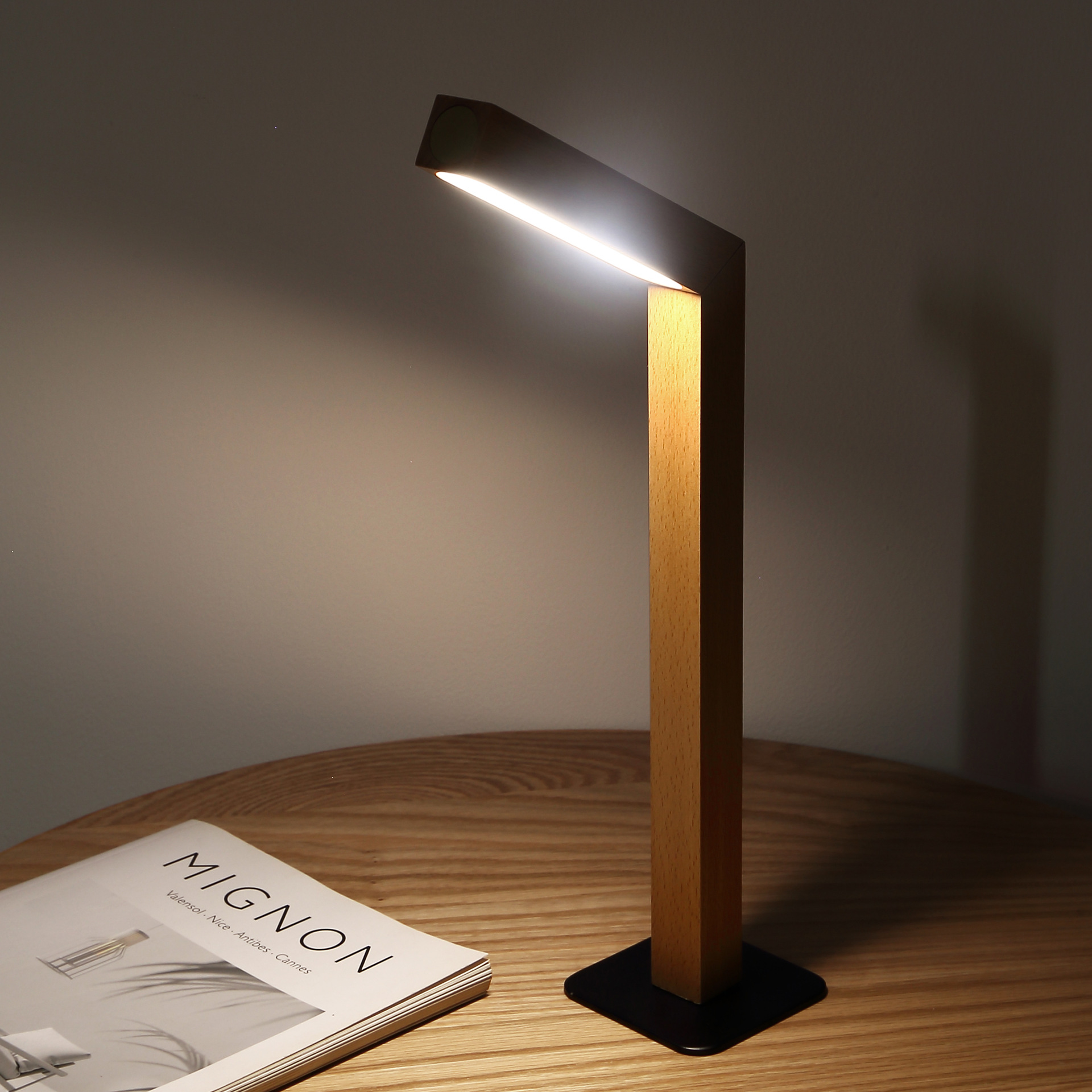 Haobang a Table Lamp Bedroom Rotating Bedside Lamp Simple Led Eye Protection Desk Lamp Scandinavian Normcore Wooden Lamp