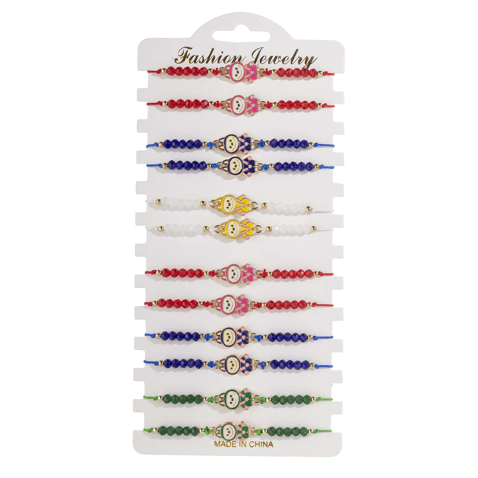 European and American Cross-Border New Fashion Crystal Beaded Cute Cartoon Rabbit Woven 12-Piece Bracelet Set for Women